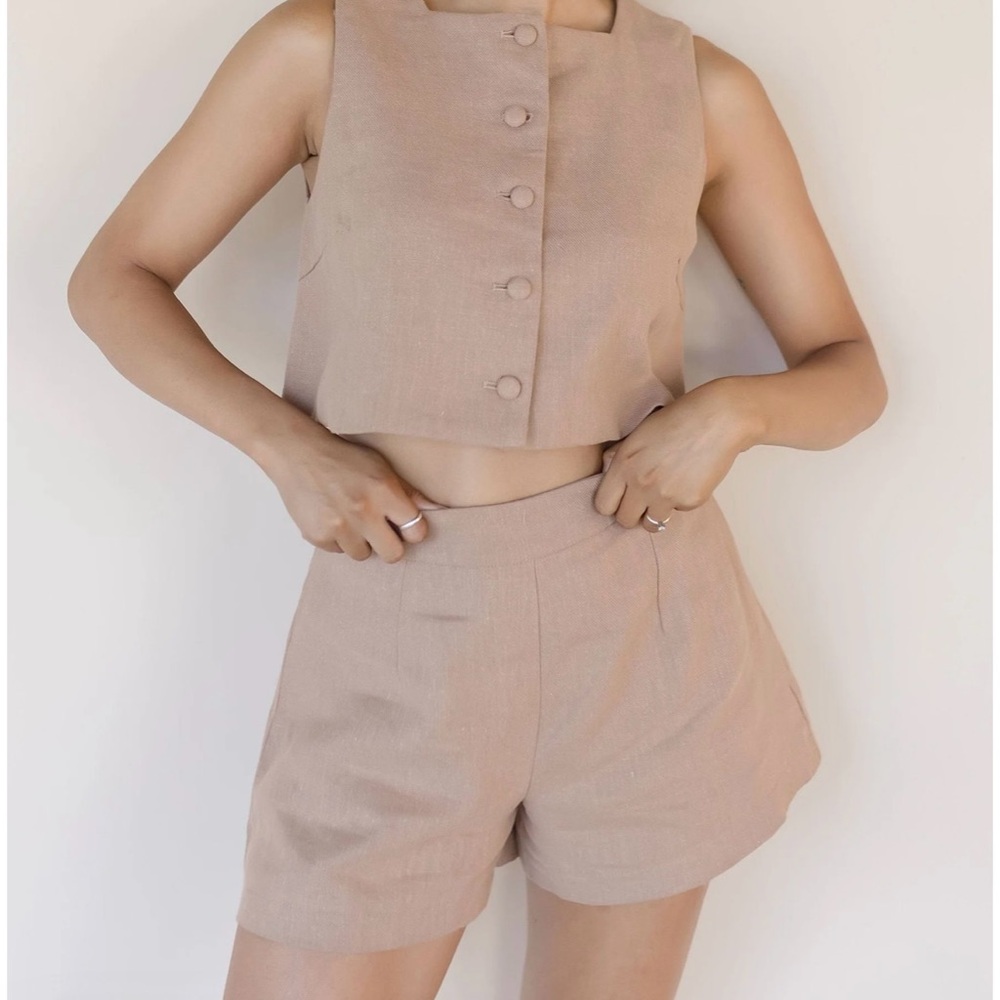 High Waist Women's Shorts in Camel